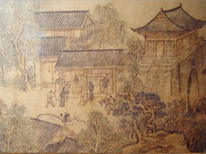 中国古代都市PPTの背景テンプレート