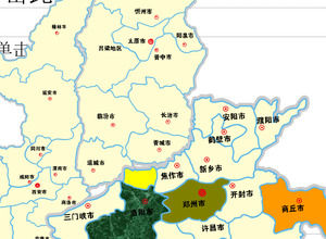Chiny prowincje i miasta mapować szablon PPT