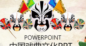 Template PPT Budaya Opera China untuk Latar Belakang Masker Opera Peking