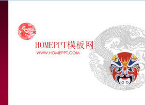 Chińska Peking Opera Mask Art PPT Pobierz szablon