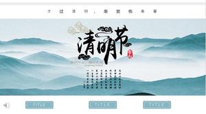 Templat PPT tema budaya Qingming Festival gaya Cina