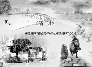 Classical ink - style Chinese style Ching Ming Festival slide template