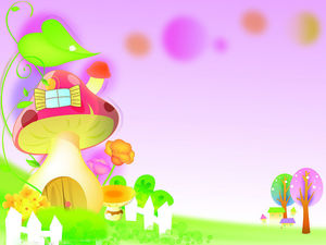 Colorido casa do cogumelo dos desenhos animados imagem de fundo PPT