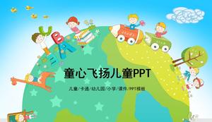 Modelo de PPT feliz crianças bonito dos desenhos animados