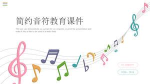 Modello di PPT di formazione di educazione musicale dinamico con sfondo di note colorate