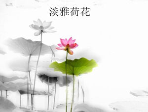 lotus elegant vânt chinez șablon PPT descărcare