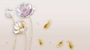Elegant noble lotus goldfish Chinese style series work summary ppt template