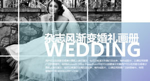 PPT-Vorlage für europäische und amerikanische Zeitschriften mit Wind-Gradienten-Hochzeitsalbum