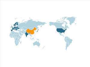 Mapa świata z kolorami do wypełnienia Szablon PPT