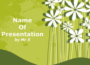 Flowers Over Green Background powerpoint template