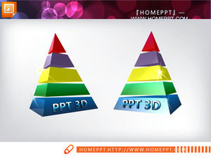 四つ3Dピラミッド背景動的階層関係スライドチャート材料