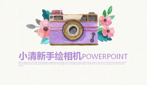 Modello PPT di fotografia di sfondo fotocamera dell'acquerello fresco, download di modello PPT fotografia