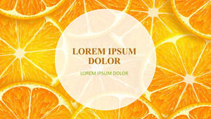 Template PPT tema buah dengan latar belakang irisan jeruk