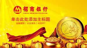 Golden China Merchants Bank Investimento Finanças PPT Template