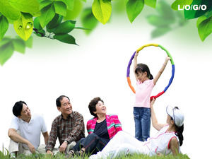 Verde famiglia coreana modello PPT scaricare