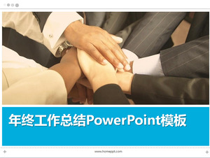 template resumo PowerPoint fundo handshake trabalho