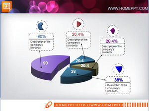 Illustrated 3D stereoscopic PPT pie chart template