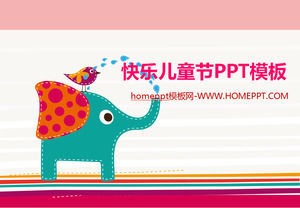 插图风设计儿童节鸟类和大象快乐游戏免费PPT模板下载