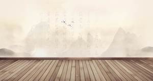 Ink painting plywood PPT background picture