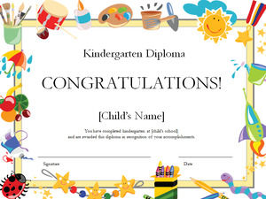 Certificat de diplôme d'école maternelle