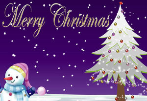 큰 떨어지는 눈송이 반짝 크리스마스 트리 조명 크리스마스 특수 효과 애니메이션 인사말 카드 ppt 템플릿