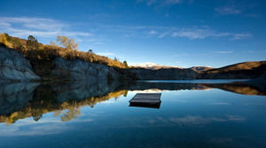 Mountain lake natural PPT background picture