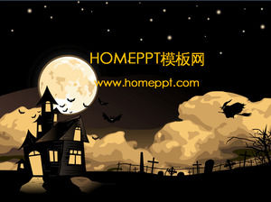 Cielo notturno volare strega cartone animato immagine di sfondo PPT