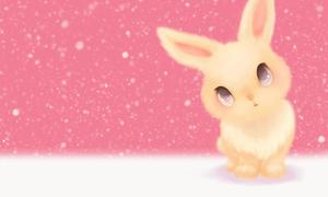 ピンクのかわいいウサギのPPTの背景画像
