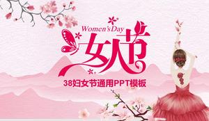 Plantilla PPT del día de las mujeres del Departamento de Belleza de color rosa