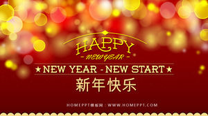 Kore fondo rojo dinámico con música de fondo plantilla de Año Nuevo PPT