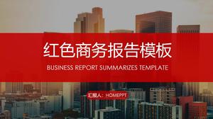 Modelo de PPT de relatório de negócios vermelho high-rise
