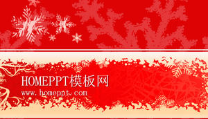 Red snowflake background christmas PPT template download