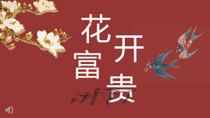 Modèle universel PPT riche en style rétro fleur chinois