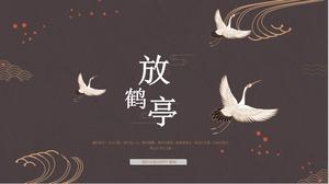 Simple and elegant crane Chinese style PPT template