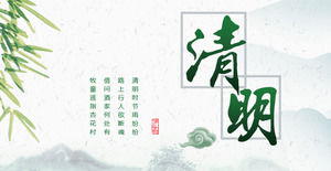 Estilo simples Qingming Festival costumes culturais modelo PPT