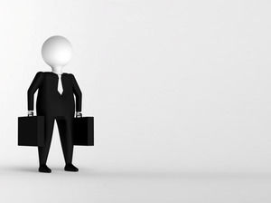 Small Figurine Dressed with Black Suit powerpoint template