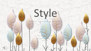 Small fresh colored leaves PPT template