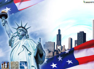 自由の女神像 - アメリカ旅行業界のPPTテンプレート