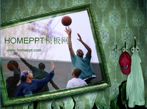Street basketball background sports sports PPT template download