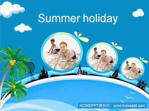 暑假海濱度假旅遊PPT模板下載