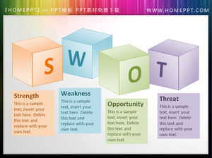 latar belakang SWOT 3D box slideshow bahan kotak teks
