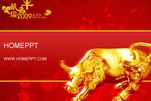 Stier Hintergrund Jahr des Ochsen Chinesisches Neujahrs PPT-Vorlage