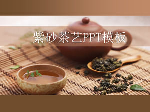 Teapot background tea tasting PPT template download