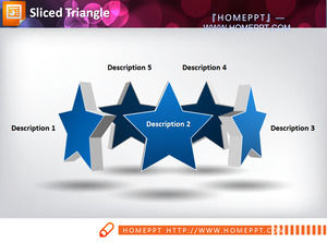 Three rounds of three-dimensional pentagonal star PPT chart material
