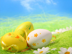 İki sevimli renkli yumurtalar PPT arka plan resimleri
