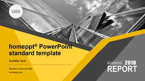 Visual impact geometric graphics cutting creative design yellow gray flat business wind work summary ppt template