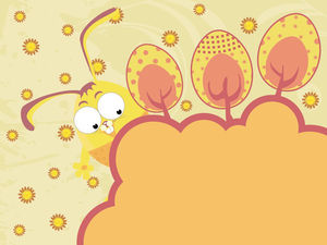 PPT imagen de fondo de color amarillo búho del dibujo animado