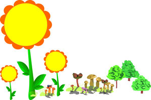 Galben de frontieră de floarea-soarelui de desene animate imagine de fundal PPT