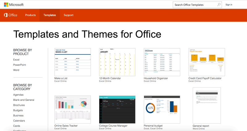 Nuevo sitio web de Microsoft plantillas de Office