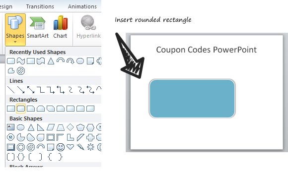 シェイプしたシンプルなクーポンpowerpointのテンプレートを作成する方法